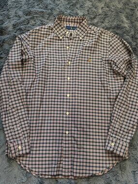 Ralph Lauren Men’s Blue, Red & White Plaid Button-Down Shirt